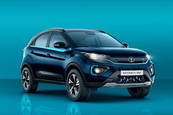 2022 Tata Nexon EV Max in blue color with premium electric SUV styling