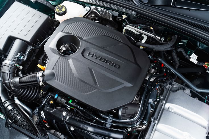 CVT vs DCT vs AMT vs Torque Converter: Hybrid car engine showing advanced fuel-efficient hybrid technology used in modern Indian cars
