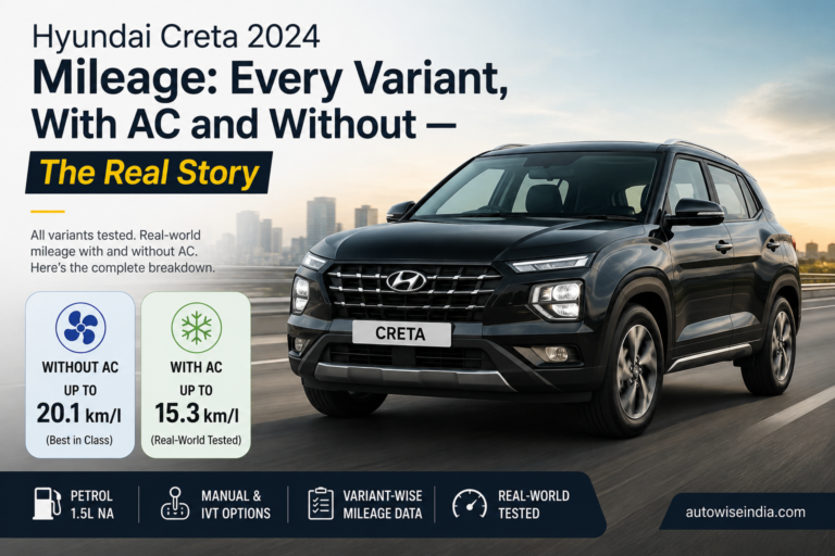 2024 Hyundai Creta mileage comparison thumbnail showing real-world mileage with AC and without AC