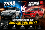 Mahindra Roxx vs Mahindra Scorpio N comparison thumbnail showing both SUVs with “Which Mahindra SUV Should You Buy?