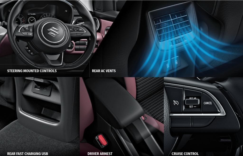 Maruti Suzuki Fronx steering mounted controls cruise control rear AC vent and armrest features