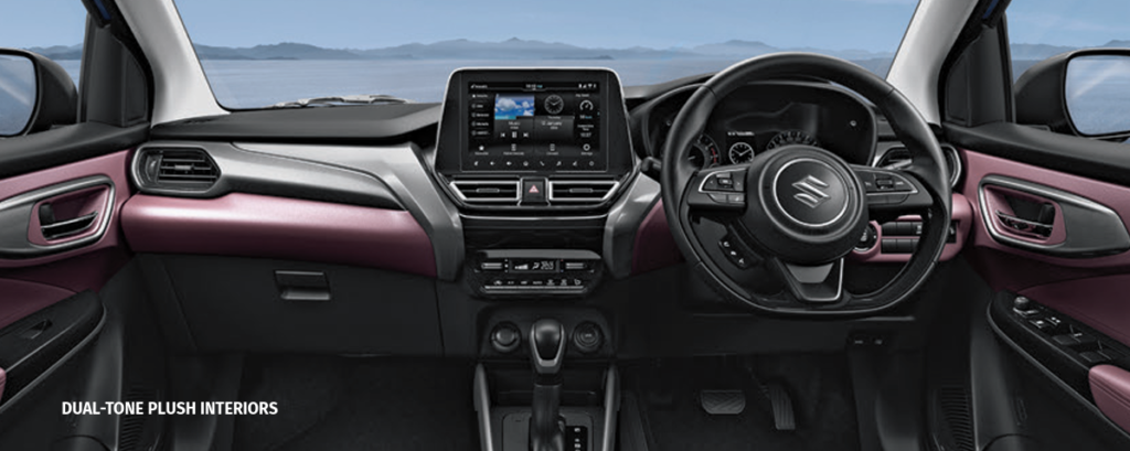 Maruti Suzuki Fronx cabin touchscreen and 7 inch display features across variants