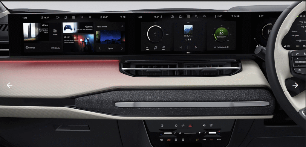 2026 Tata Sierra dashboard interior with futuristic cabin design