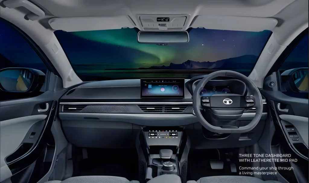 Tata Nexon dashboard with touchscreen infotainment system and premium interior