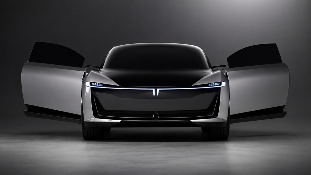 Tata Avinya futuristic electric SUV concept front side view in silver finish