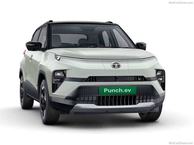 Tata Punch EV 2025 front view with modern electric SUV design on a white background