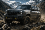 Chinese SUV Jetour T2 rugged off-road SUV driving through muddy mountain terrain