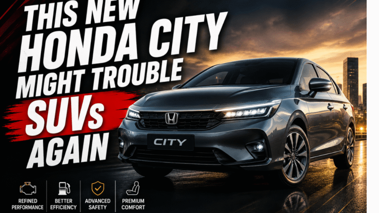 2026 Honda City facelift thumbnail with sporty sedan design and bold text saying This New Honda City Might Trouble SUVs Again