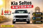 Kia Seltos driving on highway during Delhi-UP summer showing real owner review, AC performance and highway comfort