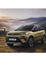 2024 Tata Nexon front side view in golden color with LED DRLs and sporty SUV design
