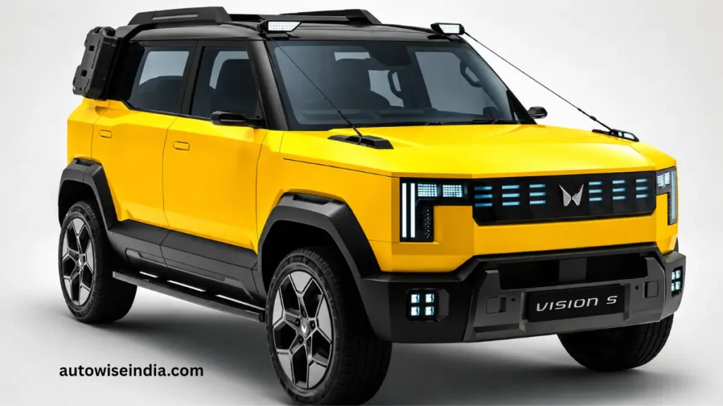 Mahindra Vision S electric SUV concept in yellow dual-tone finish